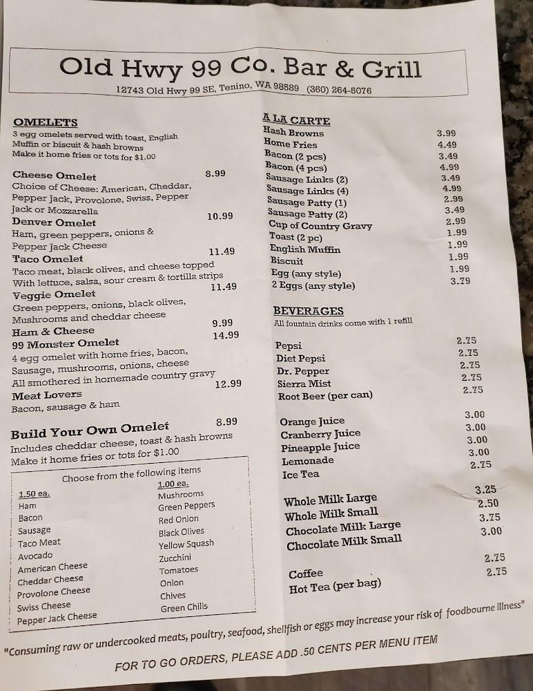 Old Hwy 99 Company Bar & Grill Menu image 4